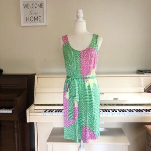Lilly Pulitzer Women Small Sleeveless Dress Silk Cotton Strawberry Tropical